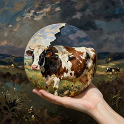 A performance art. A rip in spacetime. Did this device in her hand open a portal to another dimension or reality?! cow print by Théodore Géricault unified