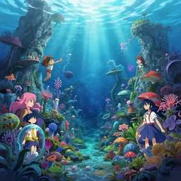 fantasy magical anime underwater aquascape