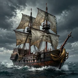 steampunk pirate ships on a stormy sea highly detailed, dramatic lighting, cinematic, 4k