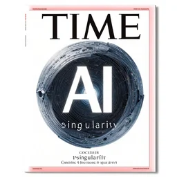 TIME magazine cover, the coming AI singularity, by Ryoji Ikeda