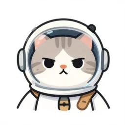 a smug cat wearing a space helmet, vector art