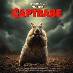 a very dramatic movie poster about a fighting capybara