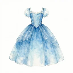 ocean themed princess dress design, watercolor