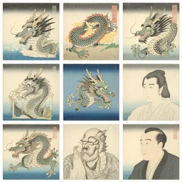 a japanese dragon. shin hanga and kawanabe kyosai and cory loftis and rossdraws and wlop and jung gi kim rule of thirds