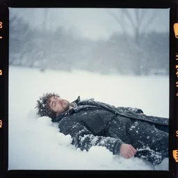 kodak portra 4 0 0, wetplate, award - winning portrait by britt marling of a man sleepwalking during a blizzard