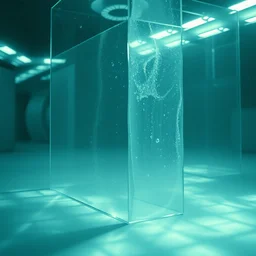 a room of glass, water caustics, something strange is inside, close up, euphoria, transcendence, film still from the movie directed by denis villeneuve and david cronenberg with art direction by salvador dali and dr. seuss