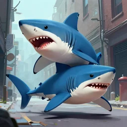 street sharks 🤖 , digital Art, Greg rutkowski, Trending cinematographic artstation