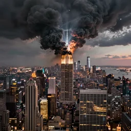 photo of an ai attacking the city of new york, detailed 4 k