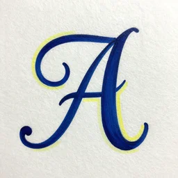 a beautiful painting of the letter alpha drawn in calligraphy, bright colors