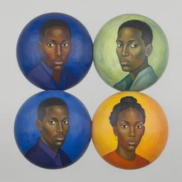 3 d balls painting by dan mcpharlin, aaron douglas, anni albers inspired by yukio - e