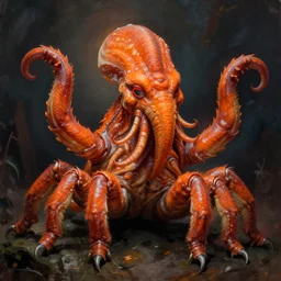 zoological portrait of orange cthulhu by kilian eng