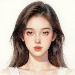 beautiful young woman portrait in watercolor, highly detailed