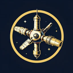 vintage space station logo, vector, illustrator, golden - ratio