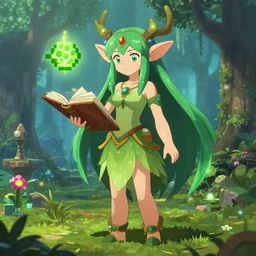 an anime dryad in minecraft, grimoire of gaia