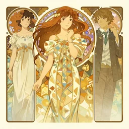 anime portrait, intricate, elegant, geometric dress, digital painting, artstation, concept art, art by artgerm and greg rutkowski and alphonse mucha, style of makoto shinkai