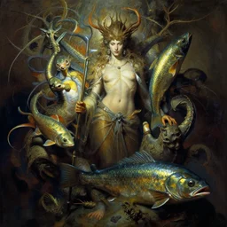 fish in style of frazetta frank mythical fantasy creatures