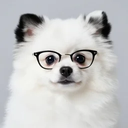 a closeup photorealistic photograph of a stylish panda themed Pomeranian puppy dog wearing cat-eye sunglasses at the beach during sunset. Surf in the background. This 4K HD image is Trending on Artstation, featured on Behance, well-rendered, extra crisp, features intricate detail and the style of Unreal Engine.