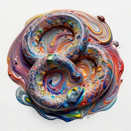slithering twists of colored paint