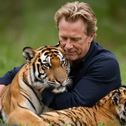 terry crews cuddling a tiger cub