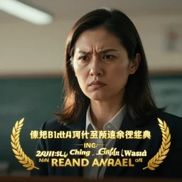 a low angle cinematic portrait of a school teacher looking down with an angry expression, shallow depth of field, key light, hair light, soft light, award winning, hyper detailed,