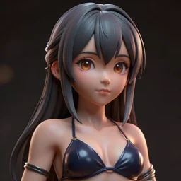 cgsociety, by wlop, ilya kuvshinov, krenz cushart, greg rutkowski, trending on artstation. zbrush sculpt, octane, maya, houdini, vfx. close - up face of a cute anime anime girl wearing latex bikini. cinematic dramatic atmosphere, sharp focus, volumetric lighting.
