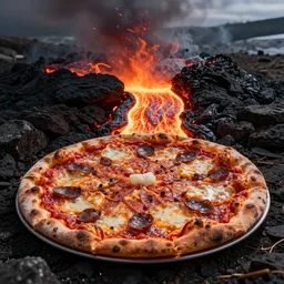 molten lava on pizza