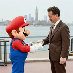 historic photo of Super Mario receiving his citizenship at Ellis Island