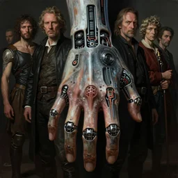 human hand fantasy art portrait, ultra realistic, cinematic, wide angle, intricate details, cyborg, highly detailed by boris vallejo, caravaggio, aaron horkey, wayne barlowe, craig mullins, roberto ferri, francis bacon