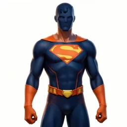 superhero concept art, character sheet, navy and orange, samurai inspired suit, skin - tight, upper body portrait, digital art