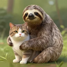 a sloth crossbred with a cat. photorealistic, natural lighting, highly detailed digital painting. artstation.