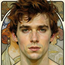 realistic detailed face portrait of ian somerhalder by alphonse mucha, ayami kojima, amano, greg hildebrandt, and mark brooks, male, art nouveau, neo - gothic, gothic