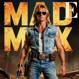 mad max. studio photo in the 7 0's. vogue magazine cover with text. highly detailed