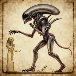 ancient egyptian art of [ xenomorph ] [ giger ] [ alien ] from movie aliens
