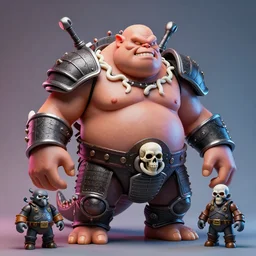 hyperrealistic rendering, fat cronenberg flesh monster smooth kaiju troll wearing armor by art of skinner and richard corben and jeff easley, skull, white worms, product photography, action figure, sofubi, studio lighting, colored gels