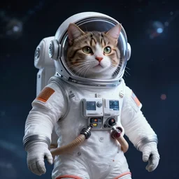 cat in a spacesuit, futuristic, artstation style, space background, high detail