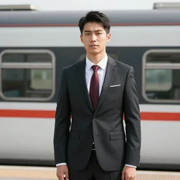 train wearing a suit