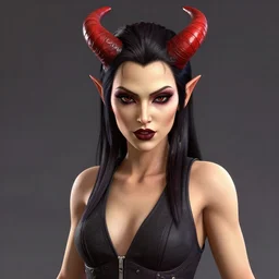 highly detailed portrait, demonic woman, in gta v, stephen bliss, unreal engine, fantasy art by greg rutkowski, loish, rhads, ferdinand knab, makoto shinkai and lois van baarle, ilya kuvshinov, rossdraws, tom bagshaw, global illumination, radiant light, detailed and intricate environment