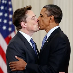 obama and elon musk kissing