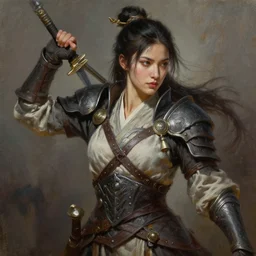 highly detailed oil painting, masterpiece portrait warrior female clothed, fantasy character portrait, dynamic pose, l lighting, realistic shaded, perfect face, 4 k realistic, intricate detail, digital painting, artstation, concept art