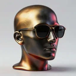 a head made out of melting metal, it is of black and golden and red color, it is wearing sunglasses and a hat, there are flowers all around it, blue paint melting, vogue cover style, greg rutkowski style, wlop style, artgerm style, basquiat style