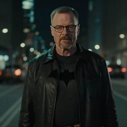 a still of walter white in the batman directed by matt reeves ( 2 0 2 2 ). night city scene. 4 k.