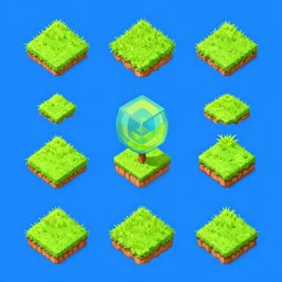 isometric grass game asset