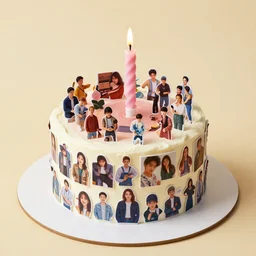 birthday cake from tiny collages of people