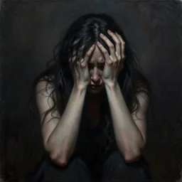 a highly detailed painting meant to represent suicidal thoughts and the hell of despair, chiaroscuro