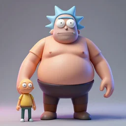 hyperrealistic 3 d rendering, fat smooth cronenberg flesh monster rick and morty, product photography, action figure, sofubi, studio lighting, colored gels