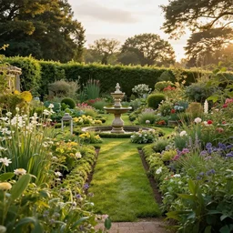 the most beautiful garden, award winning photo, very detailed, golden hour