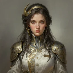 A full portrait of a beautiful post apocalyptic offworld researcher, intricate, elegant, highly detailed, digital painting, artstation, concept art, smooth, sharp focus, illustration, art by Krenz Cushart and Artem Demura and alphonse mucha