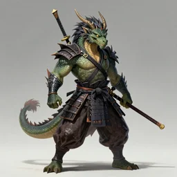 a dragonborn as a samurai