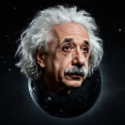 albert einstein black hole with albert einstein floating in space, movie still