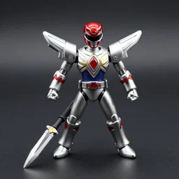 miniature silver dagger power ranger zord macro photo high détails contrast 8k HDR